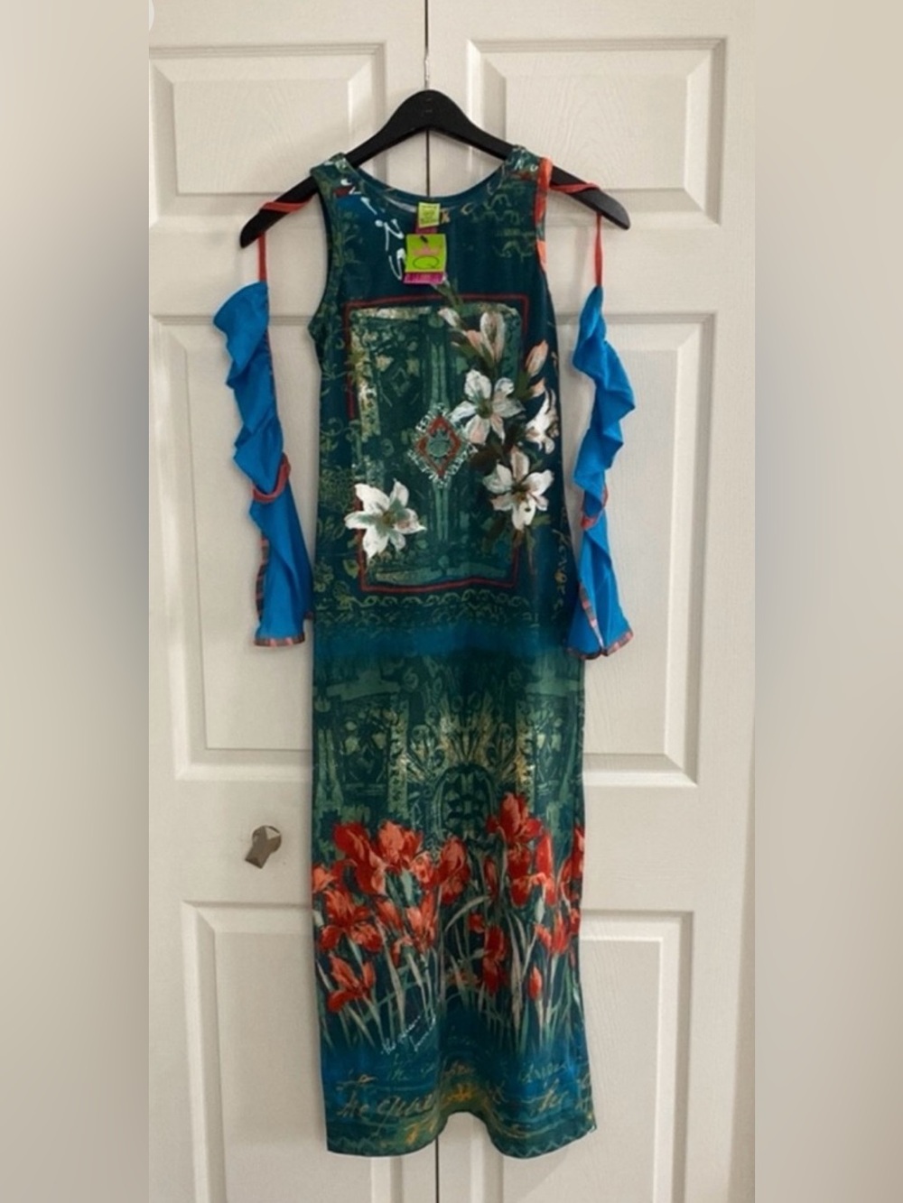 NWT Save The Queen Italy: Monet Garden w Tulip Sleeves Maxi Dress XL